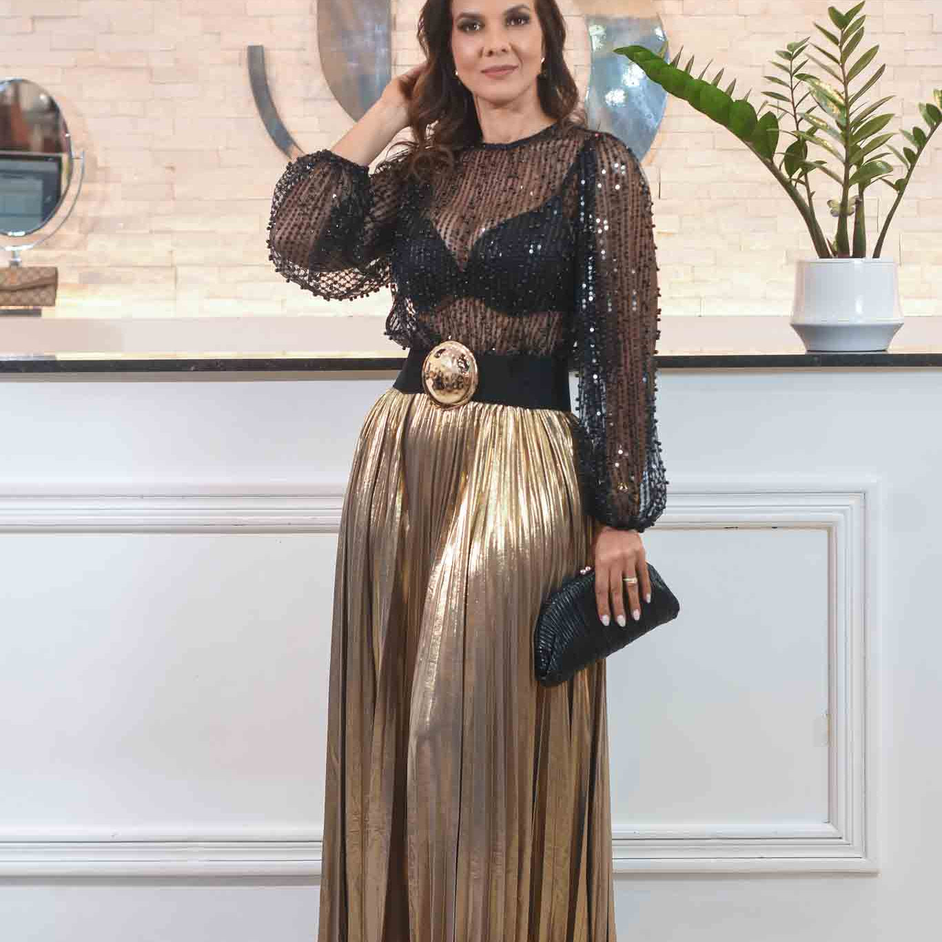 Time To Get Look Metallic Skirt - Bonitafashionrd