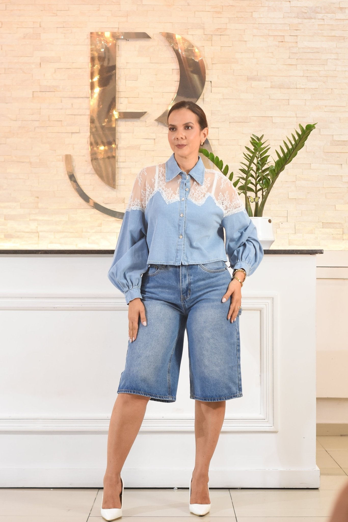 The Fabulos Denim Shirt Lace - Bonitafashionrd