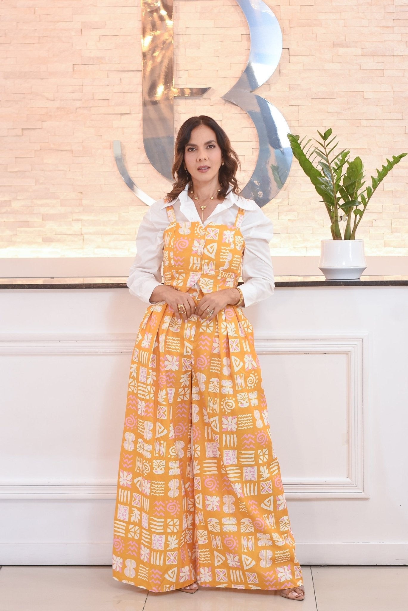 Lovely yellow floral print pants set - Bonitafashionrd Set