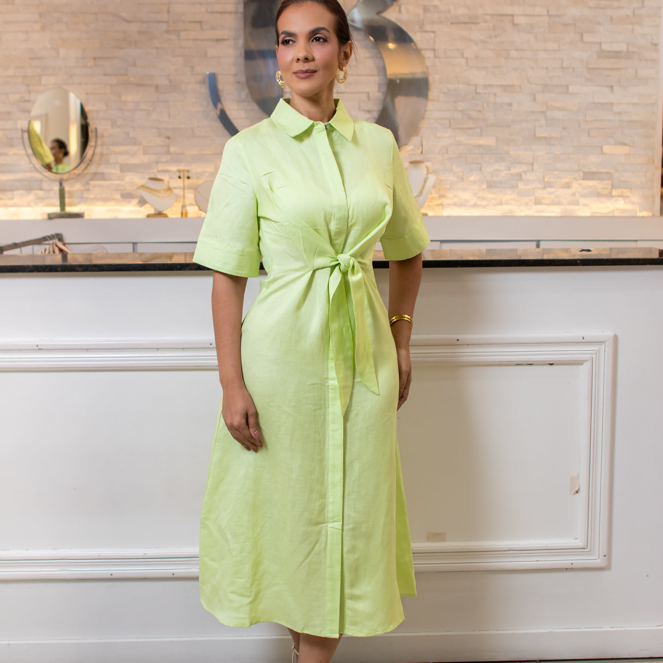 Casual Line Midi Dress