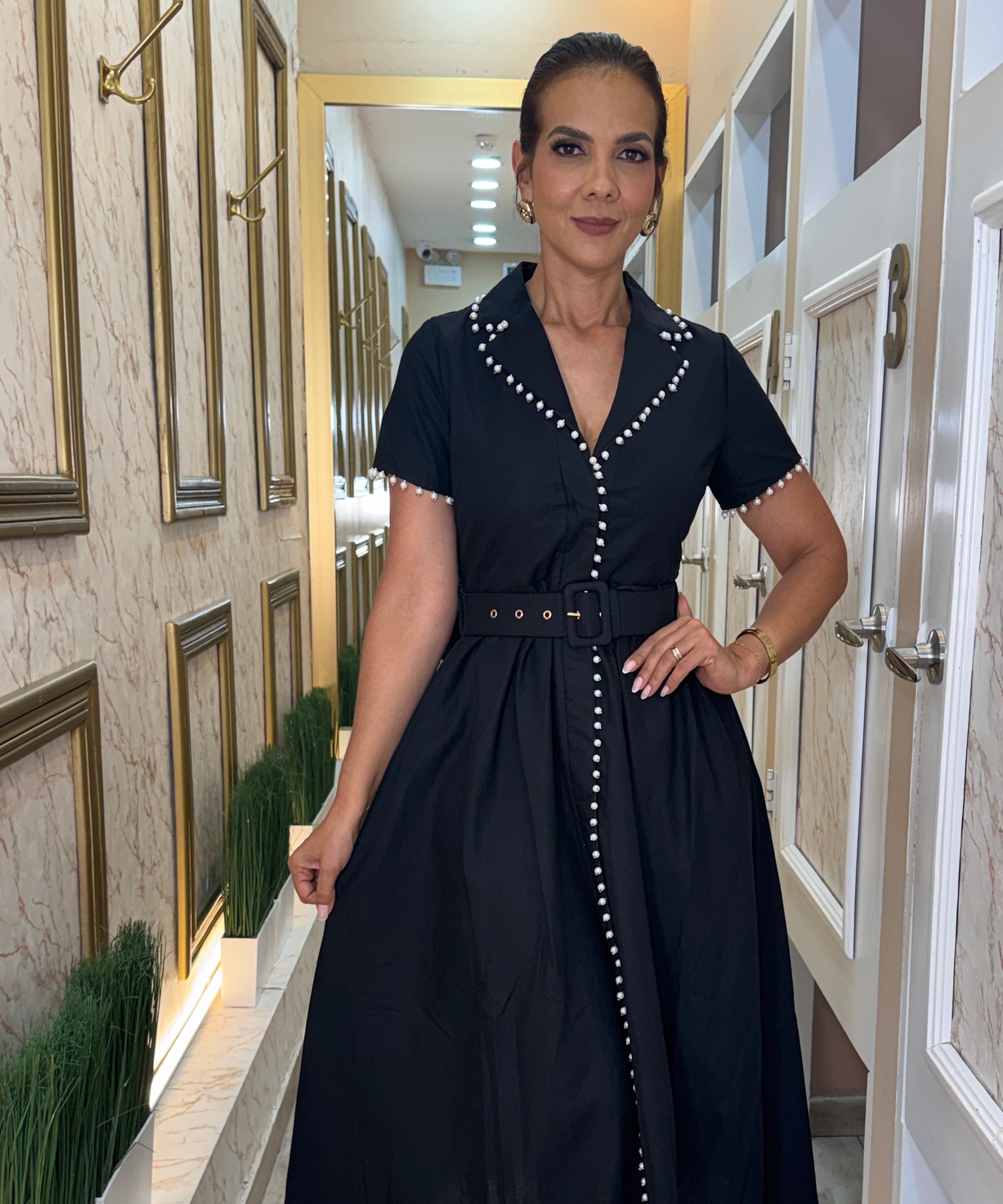 Just The Best Pearls Midi Dress