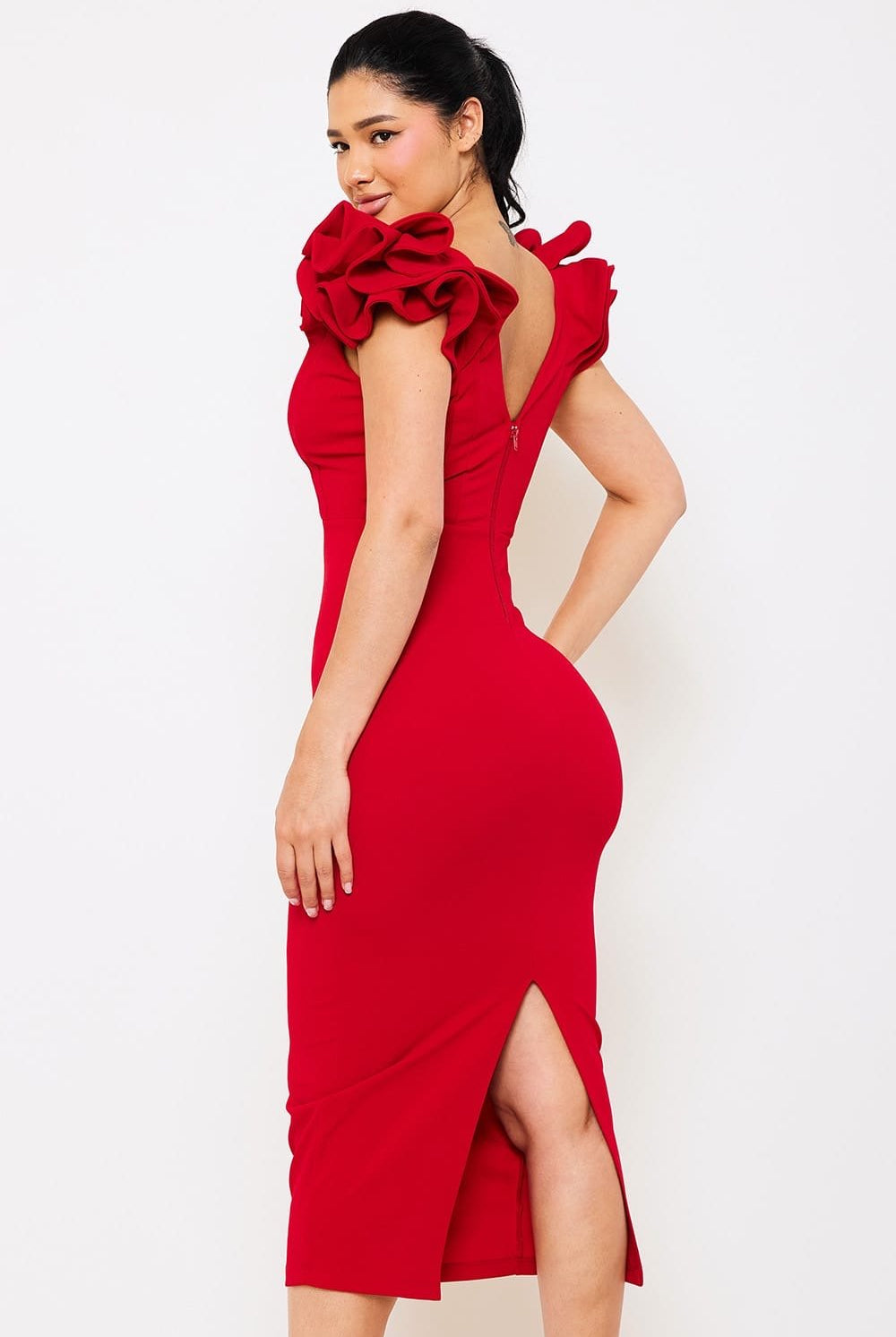 The Perfect Time Midi Dress Rufle - Bonitafashionrd
