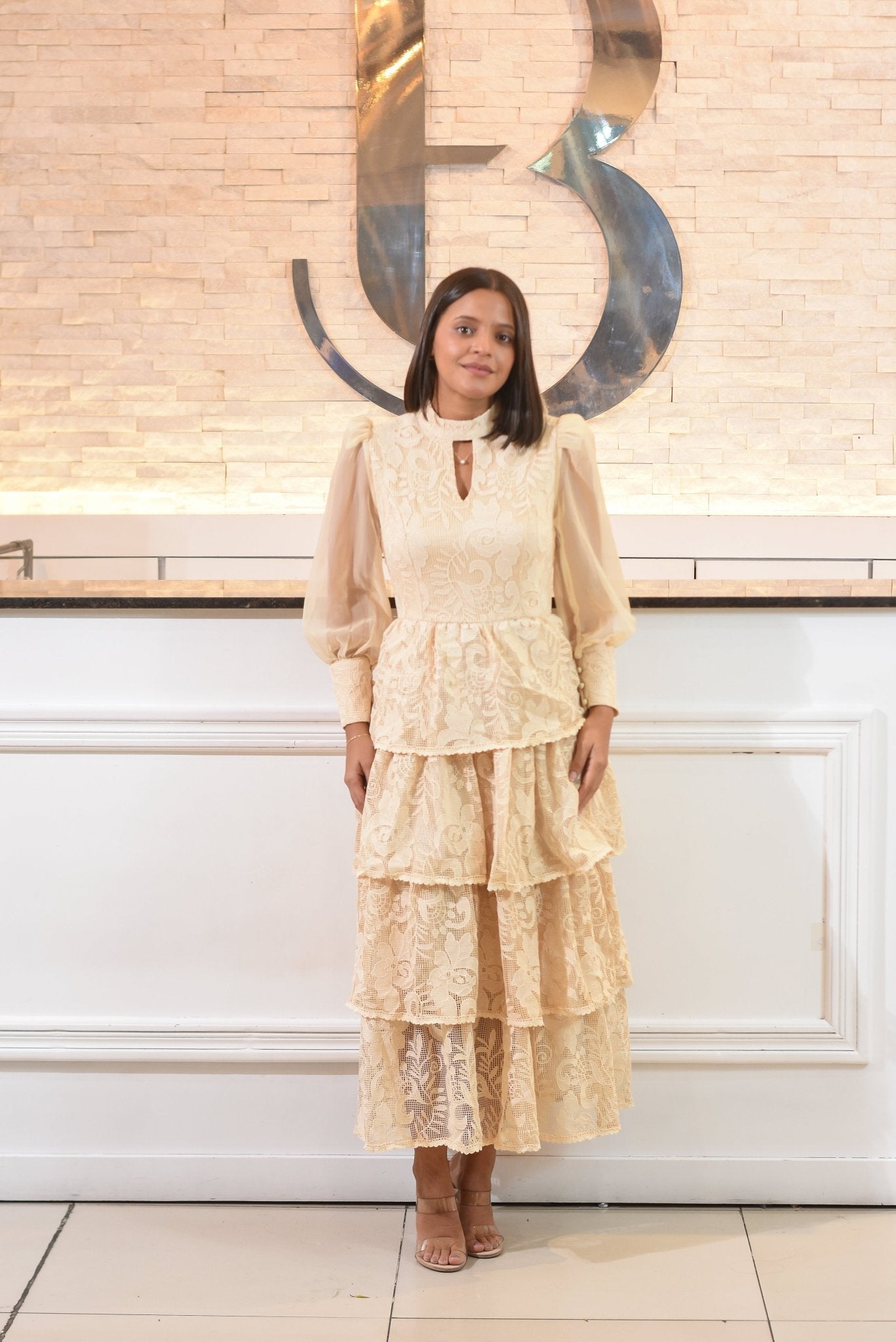 The Golden Holiday Rufle Dress Lace - Bonitafashionrd