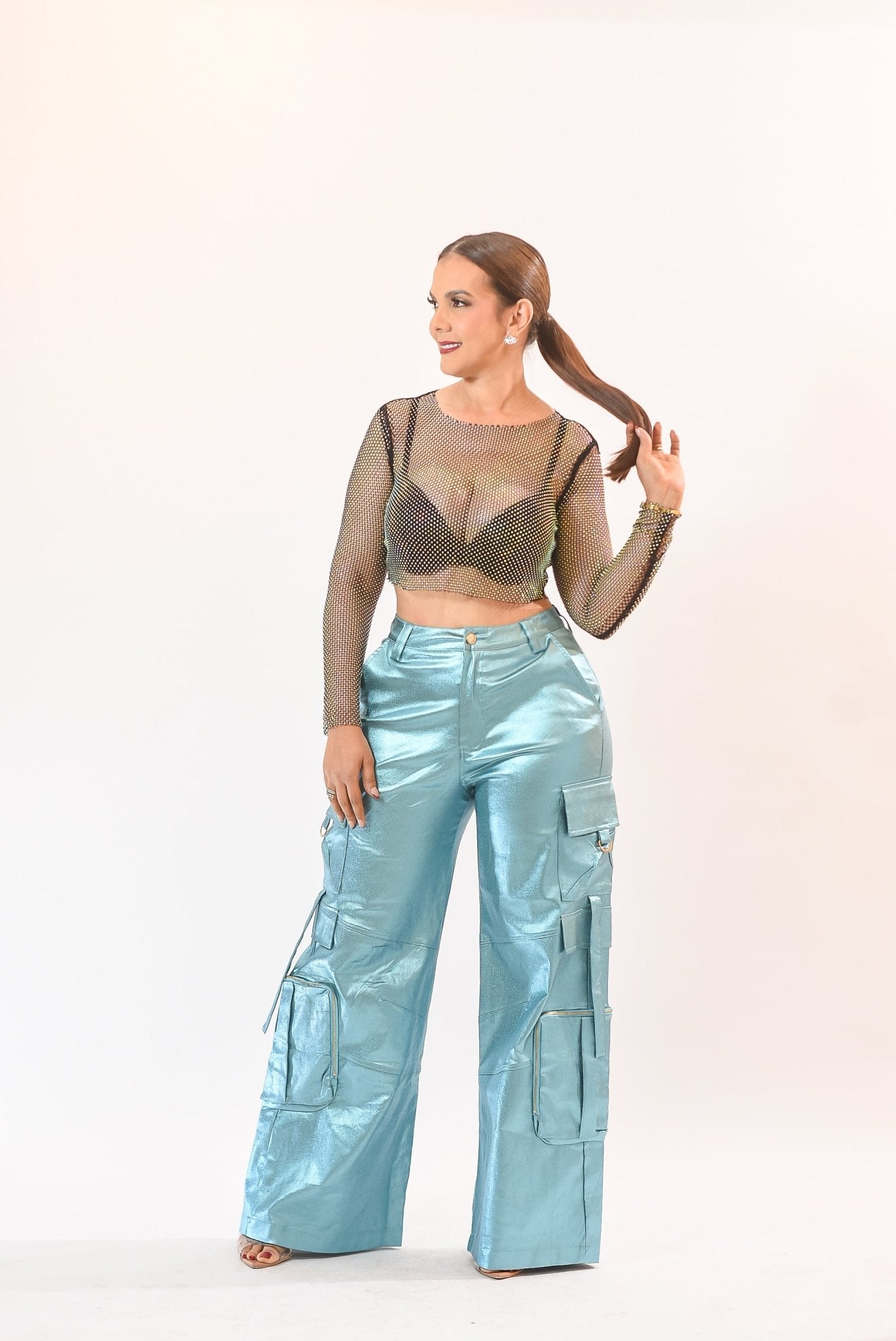 Best Metalic Cargo Pant Blue - Bonitafashionrd