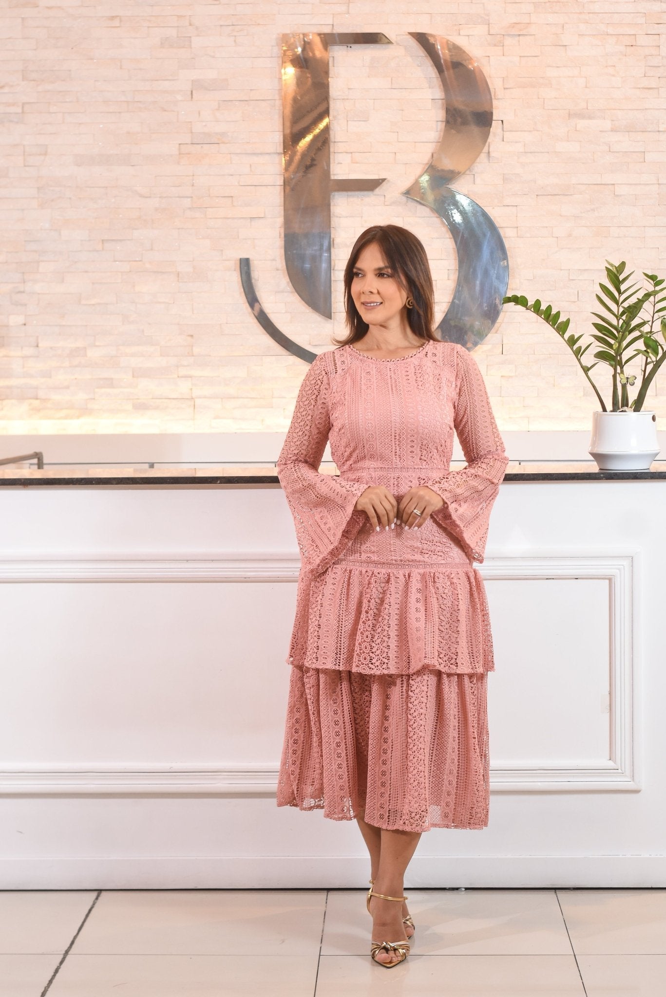 The Golden Holiday Croché Dress Rufle - Bonitafashionrd