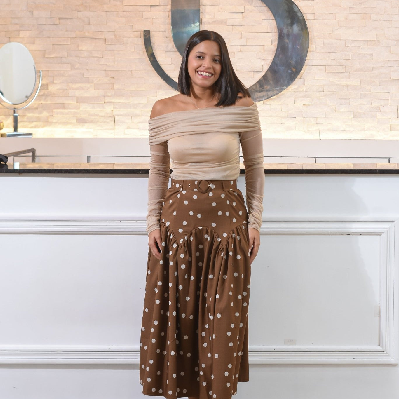 The Golden Holiday Polkdot Skirt Midi - Bonitafashionrd