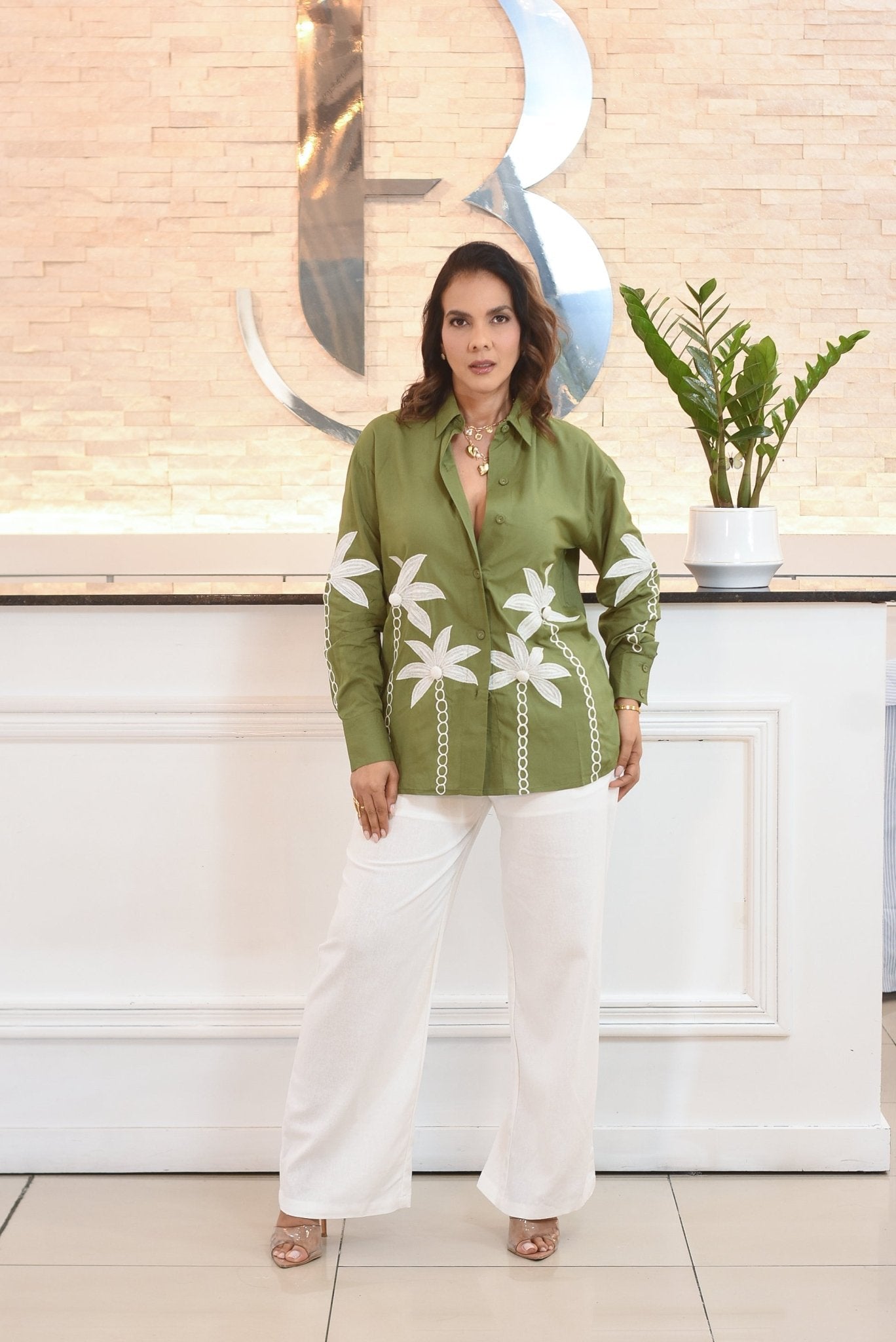 My palm shirt olive - Bonitafashionrd Shirt