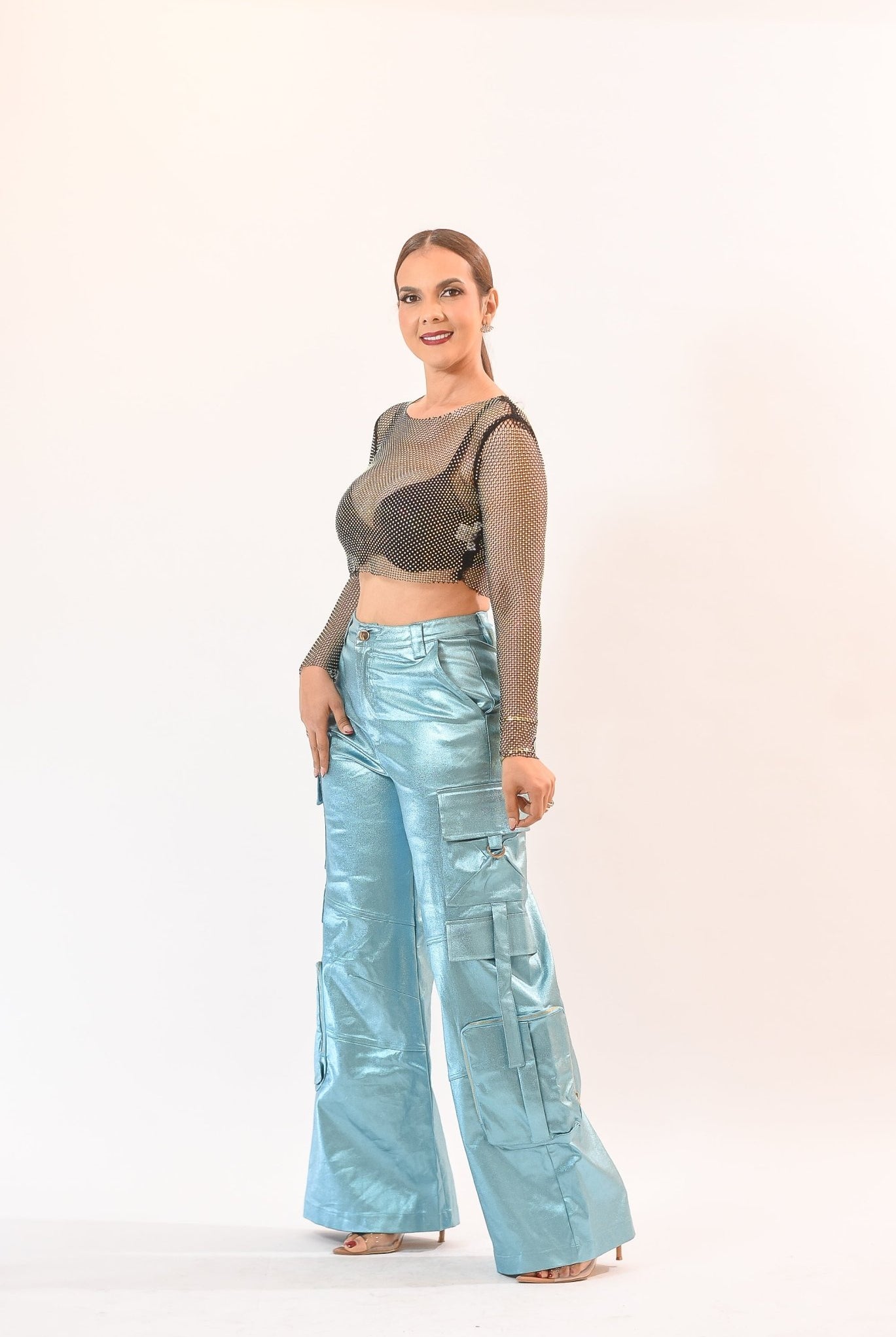 Best Metalic Cargo Pant Blue - Bonitafashionrd