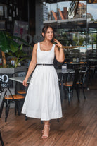White dress with belt - Bonitafashionrd Dress