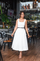 White dress with belt - Bonitafashionrd Dress