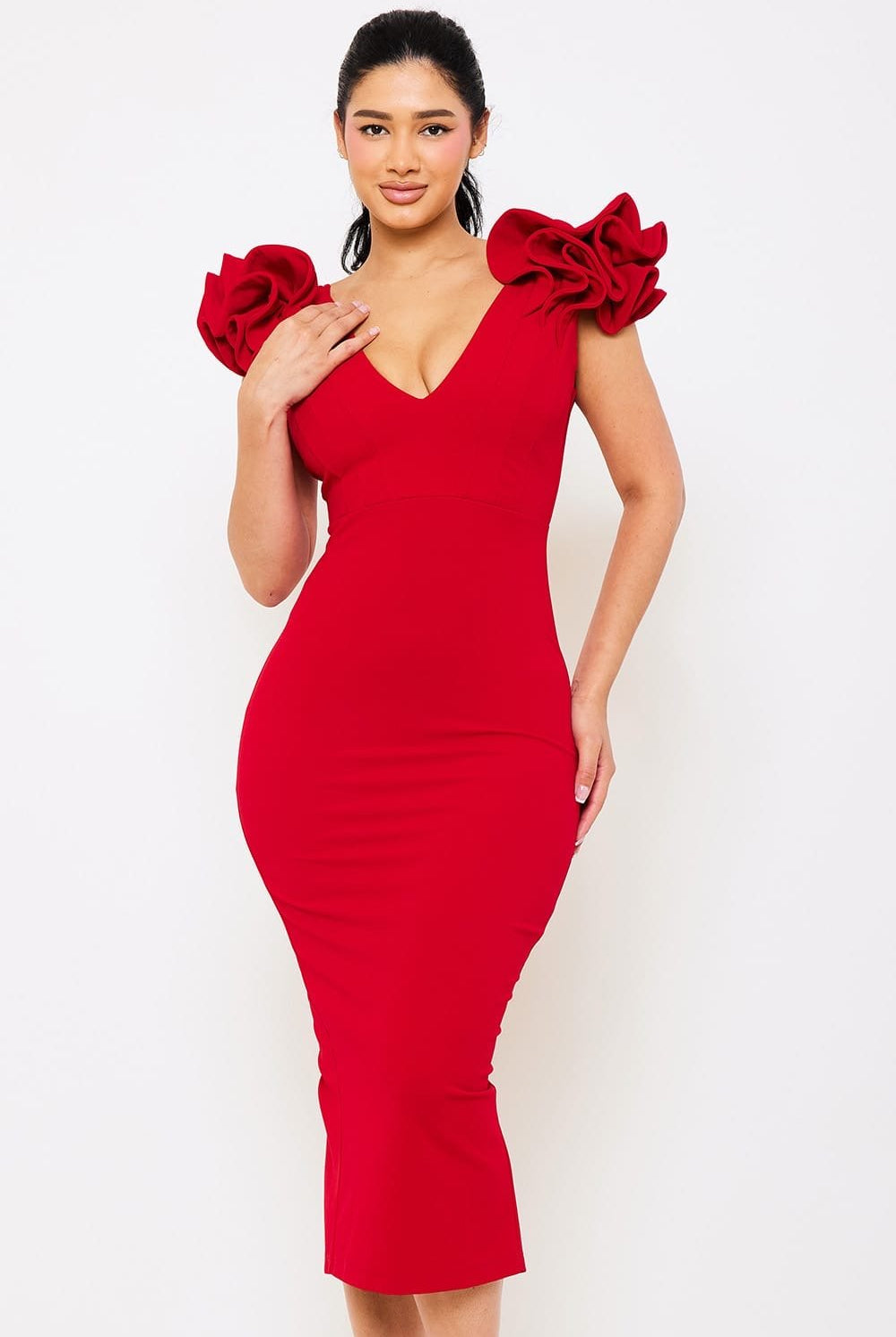 The Perfect Time Midi Dress Rufle - Bonitafashionrd