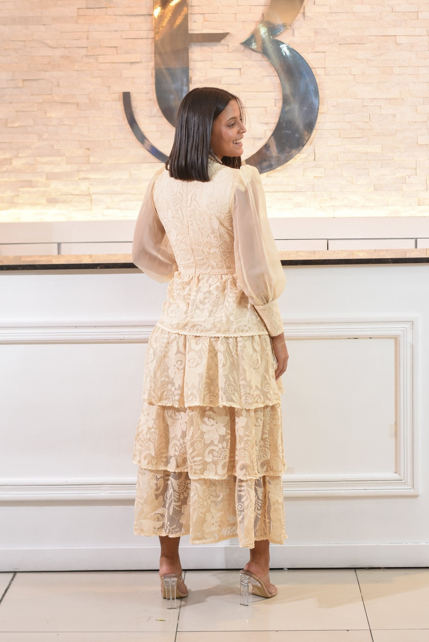 The Golden Holiday Rufle Dress Lace - Bonitafashionrd
