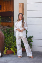Beautiful lace shirt pants set - Bonitafashionrd Set