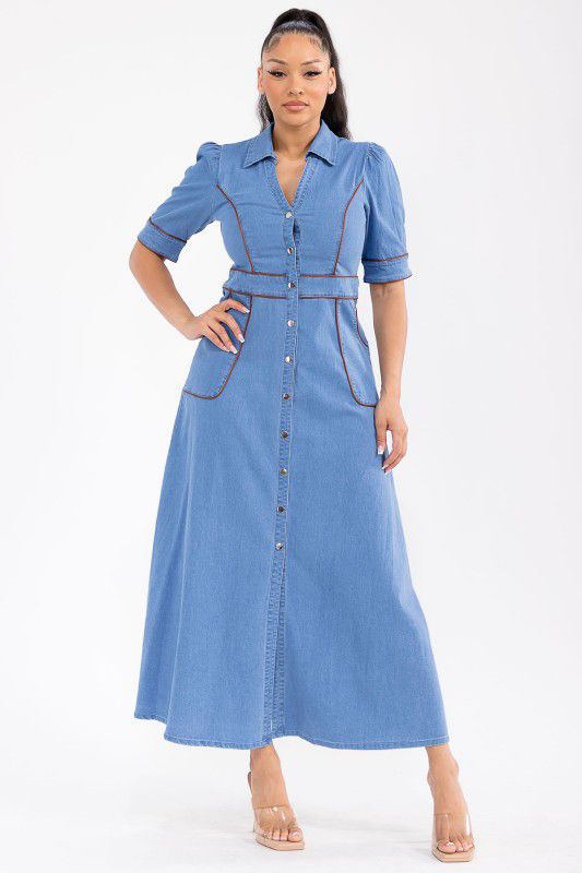 Your Nice Midi Denim Dress - Bonitafashionrd