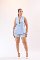 Special Set Vest Shorts Blue - Bonitafashionrd