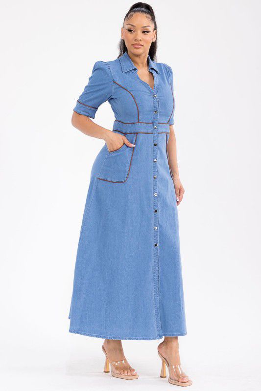Your Nice Midi Denim Dress - Bonitafashionrd