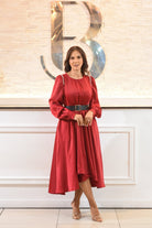 The Golden Holiday Higtlow Silk Midi Dress - Bonitafashionrd