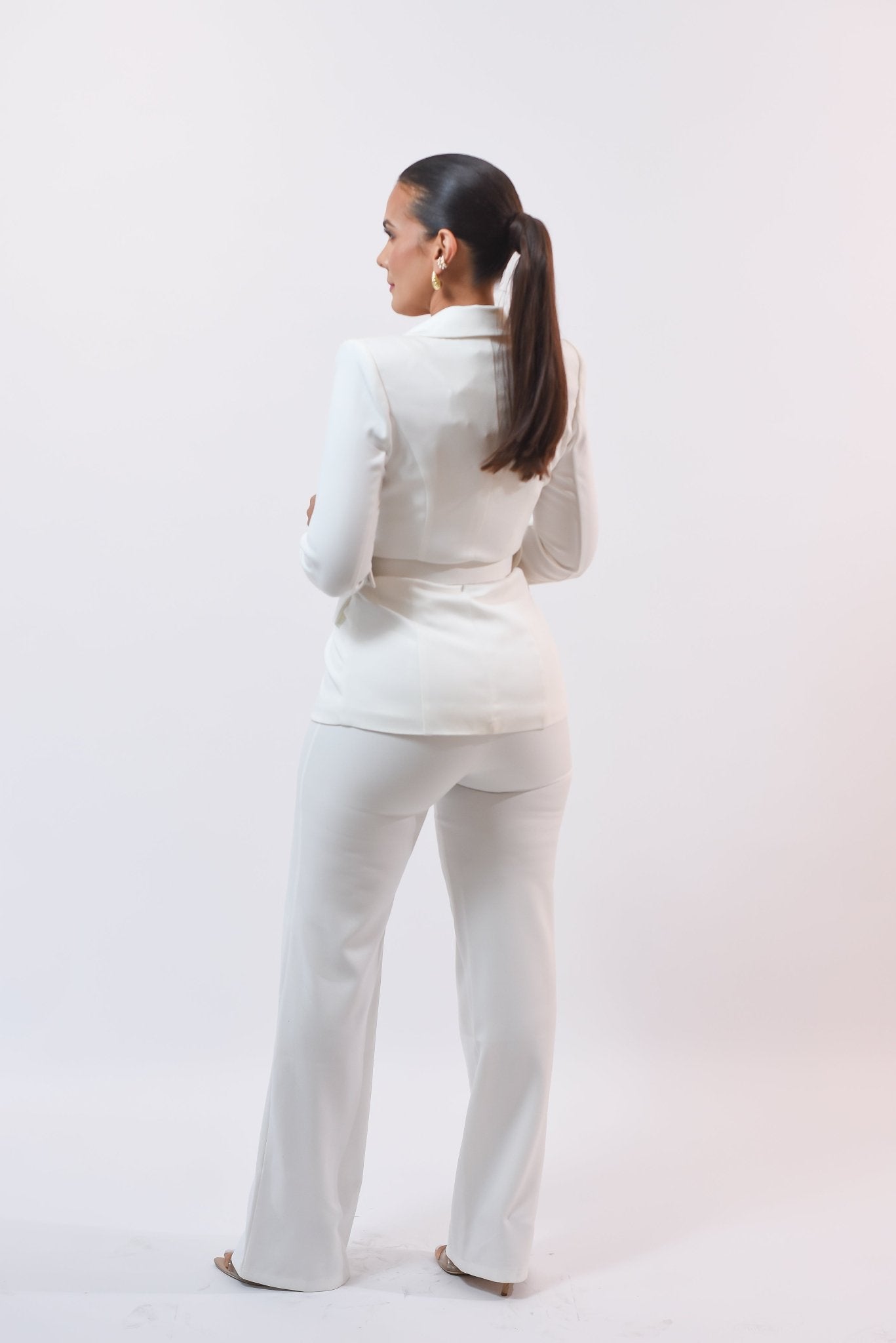 My Stunning Jacket Pant Set White - Bonitafashionrd