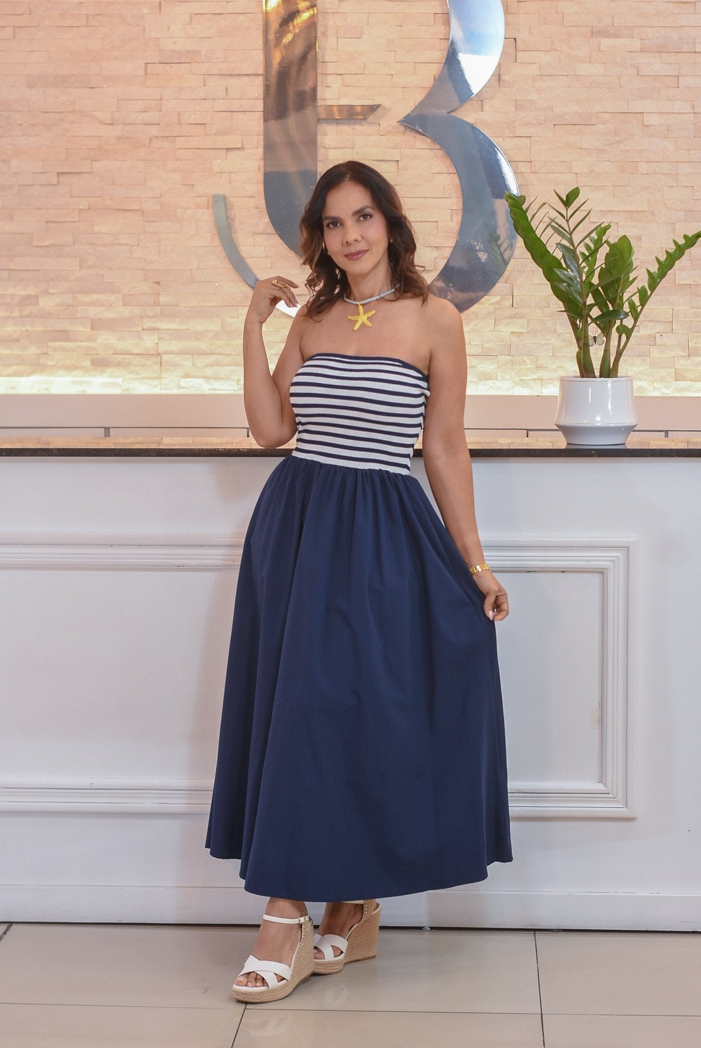My pretty striped dress navy - Bonitafashionrd Dress