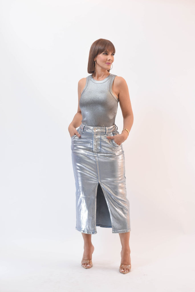 Sophisticated Metalic Skirt - Bonitafashionrd