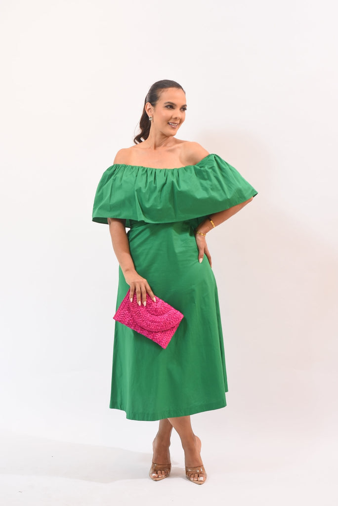 The Most Beautiful Off Shoulder Dress Green - Bonitafashionrd
