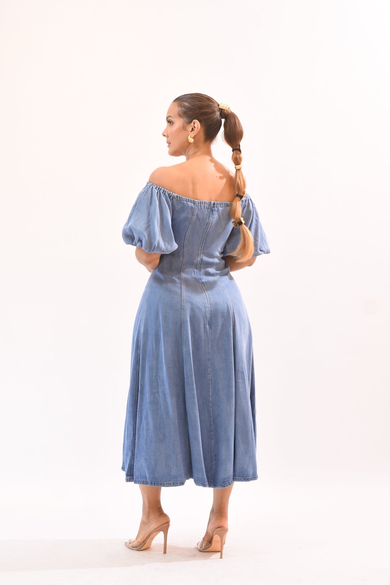 Beauty Day Denim Dress Off Shoulder - Bonitafashionrd