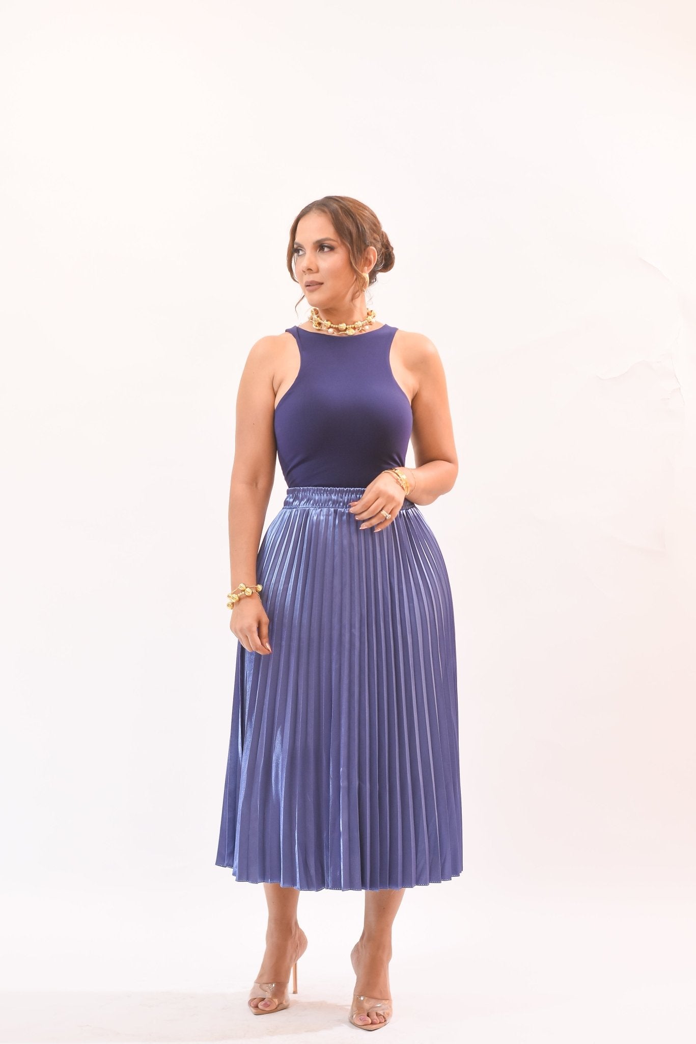 Stunning Metalic Skirt Blue - Bonitafashionrd