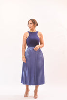 Stunning Metalic Skirt Blue - Bonitafashionrd