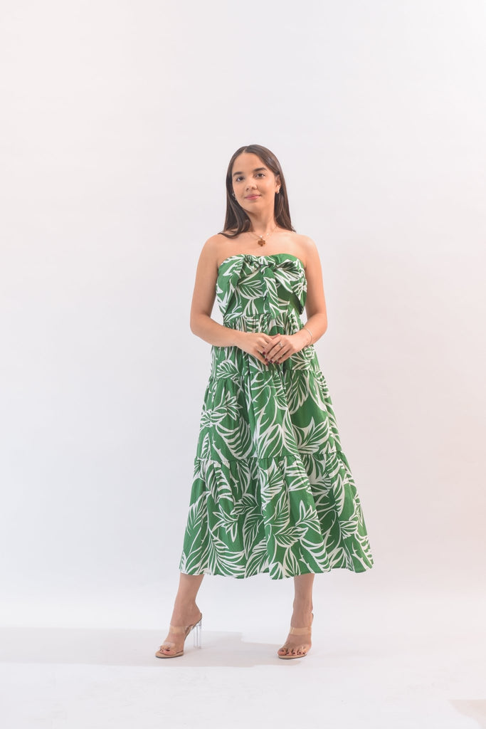 Dream Girl Palm Dress Green - Bonitafashionrd