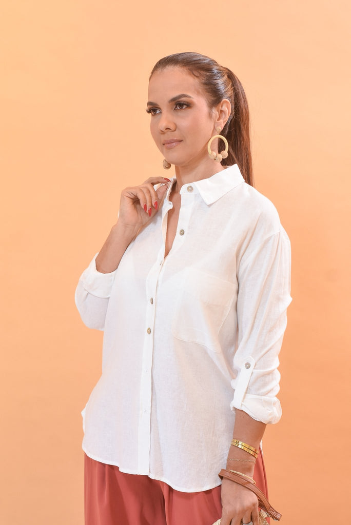 Basic Shirt White - Bonitafashionrd