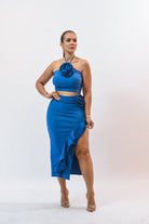 Take This Crop Skirt Set Blue - Bonitafashionrd