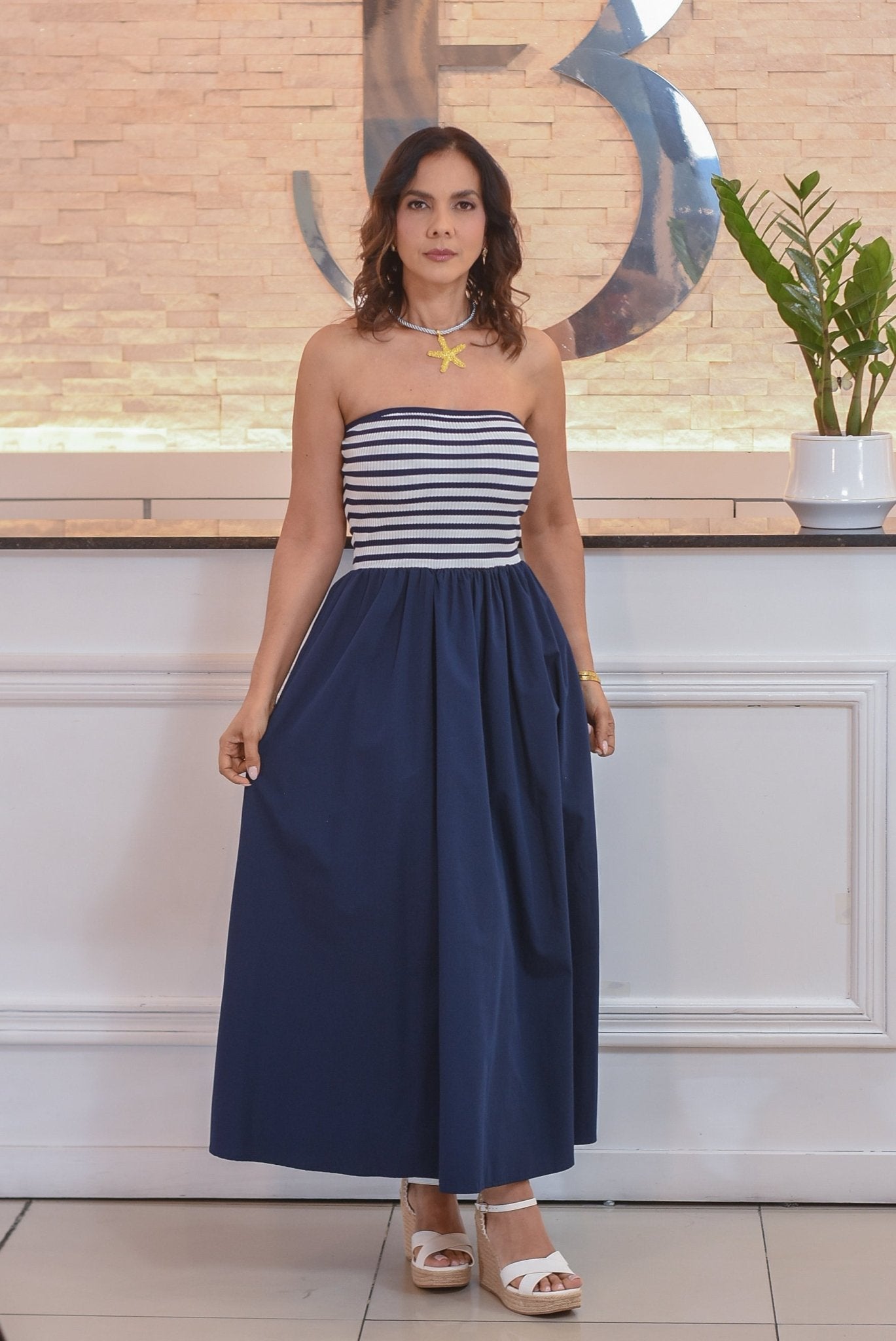 My pretty striped dress navy - Bonitafashionrd Dress