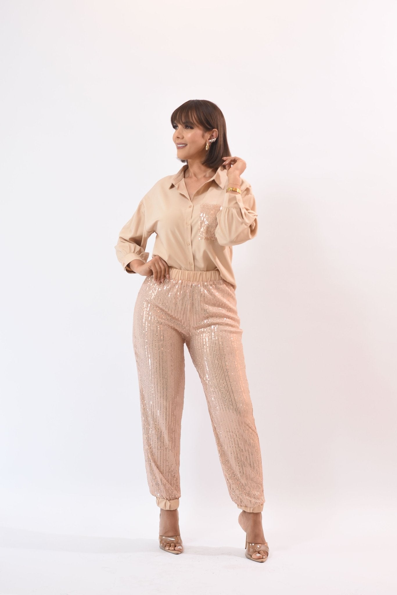 Brillant Queen Pant Set Rose Gold - Bonitafashionrd