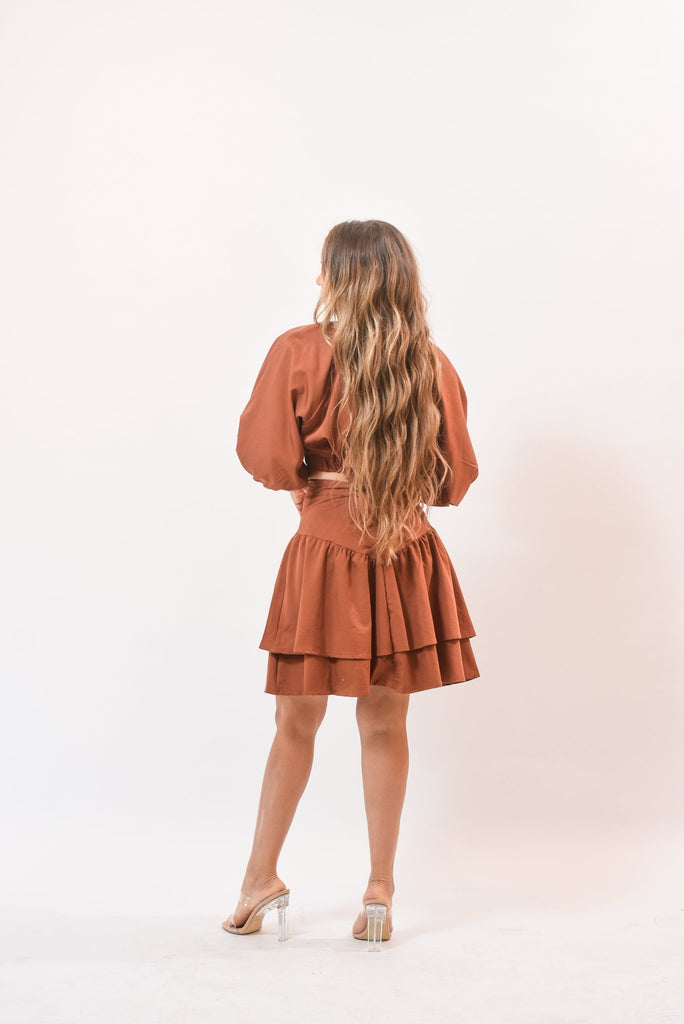 Pretty Lady Skirt Set Brown - Bonitafashionrd