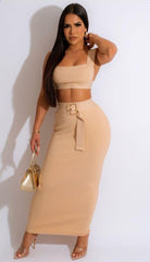 Get Impressed Skirt Set Beige - Bonitafashionrd