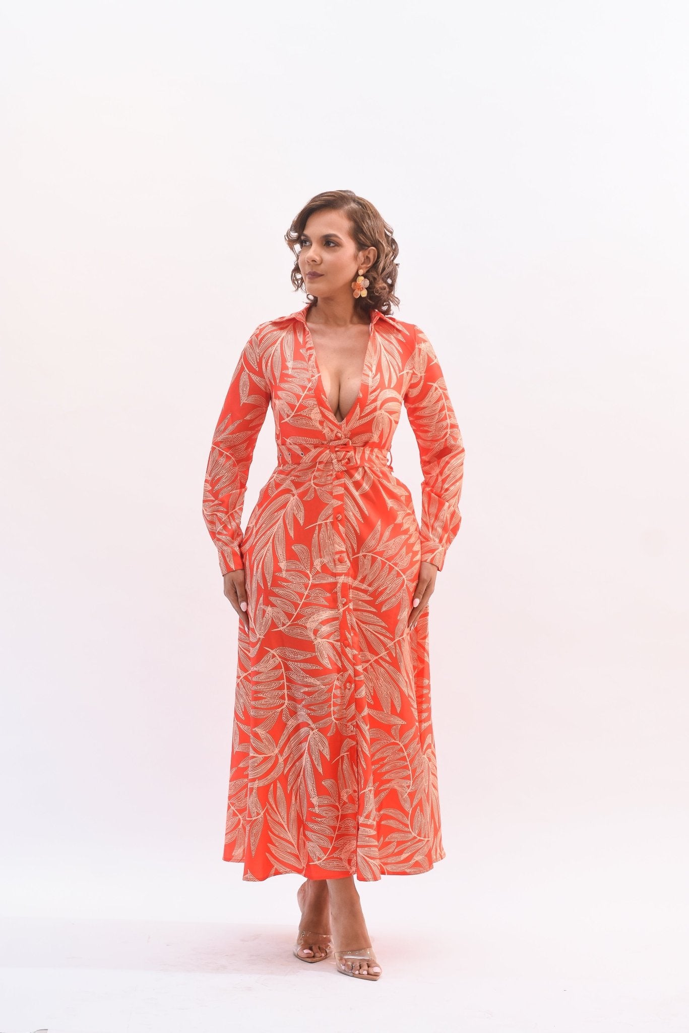 Sensational Dress Palms Orange - Bonitafashionrd