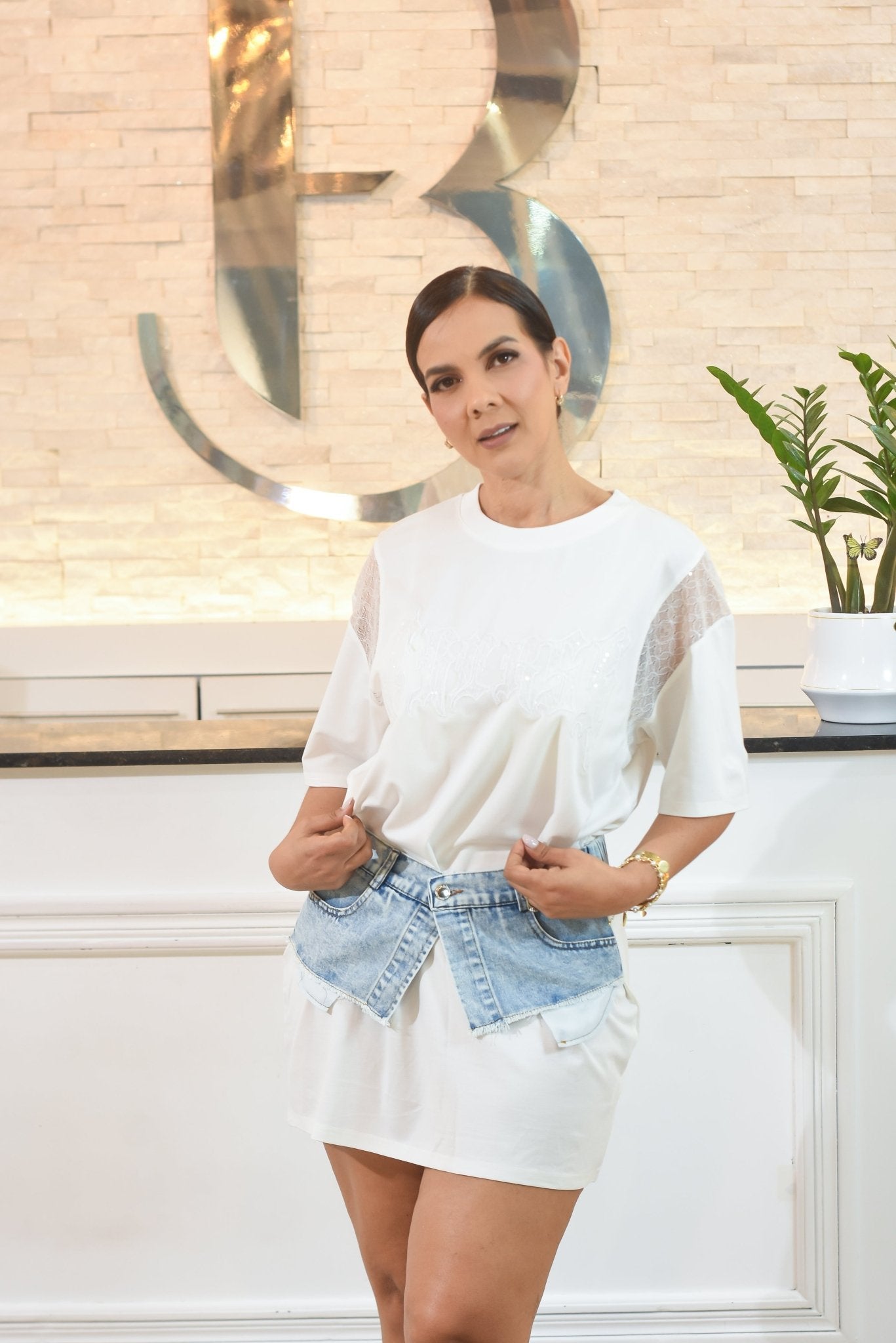 Sweater Dress Over Size Denim - Bonitafashionrd