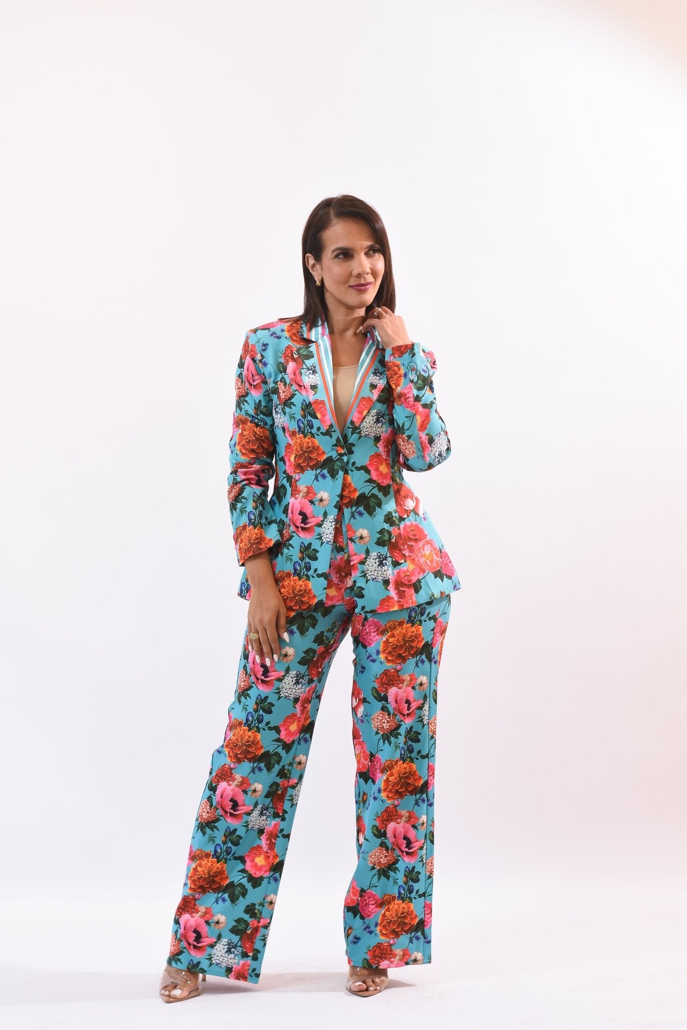 Full Of Flowers Jacket Pant Set - Bonitafashionrd