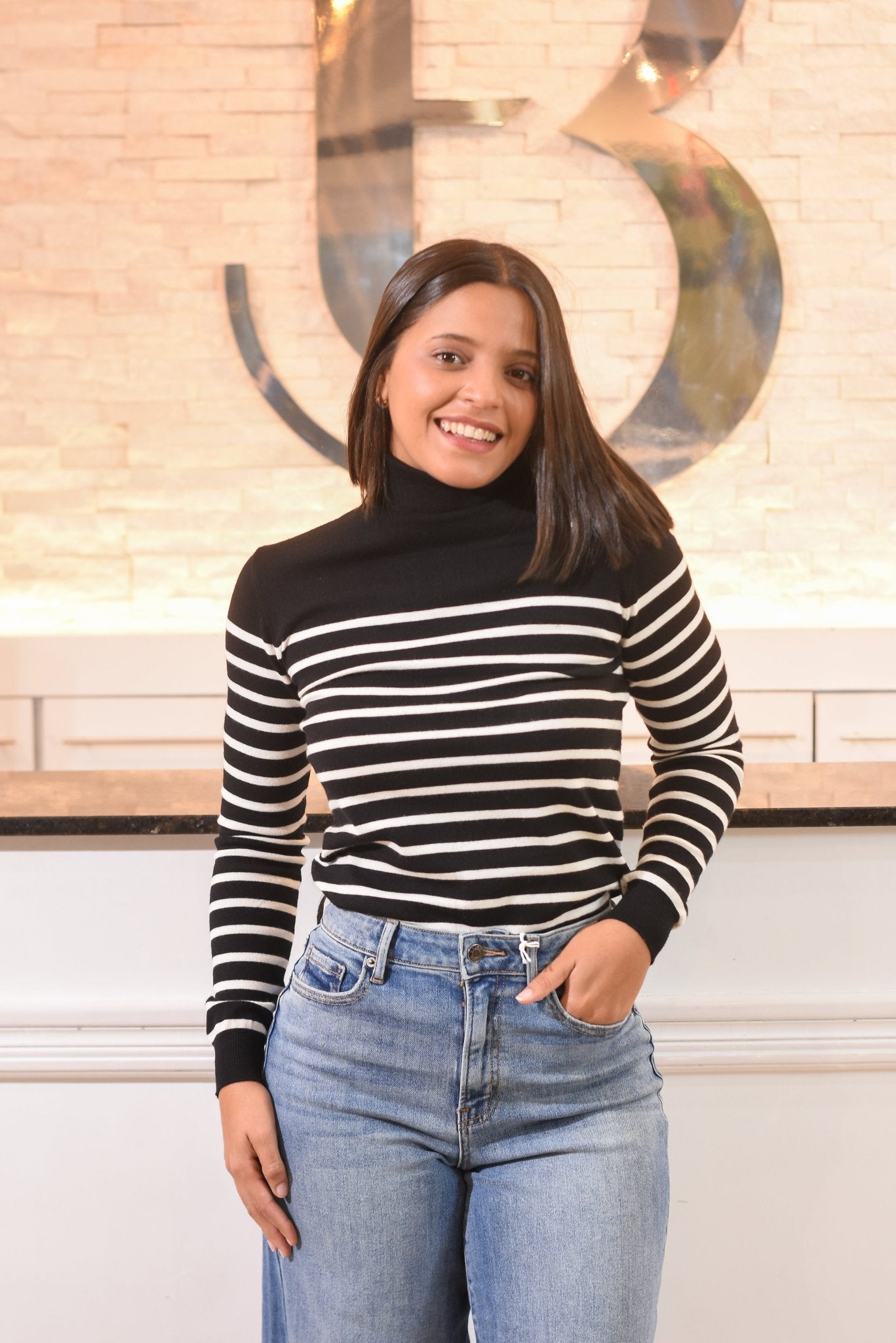 The Golden Holiday Striped Sweater - Bonitafashionrd