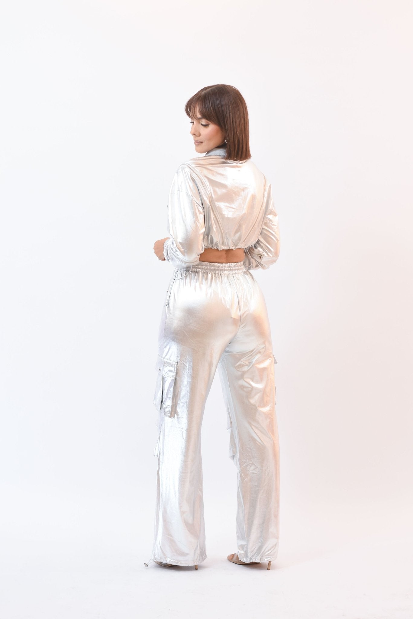 Stunning Metalic Pant Set Silver - Bonitafashionrd