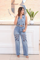 Pant denim flawer - Bonitafashionrd Pants