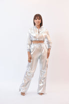 Stunning Metalic Pant Set Silver - Bonitafashionrd