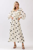 The Golden Holiday Poldot Maxi Dress Rufle - Bonitafashionrd