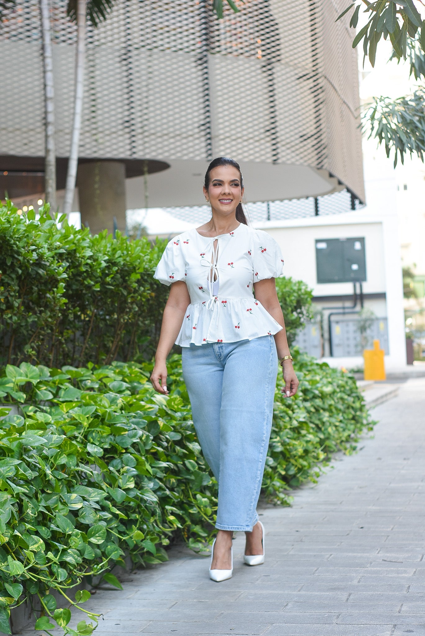 Beautiful Cherry Peplum Blouse - Bonitafashionrd