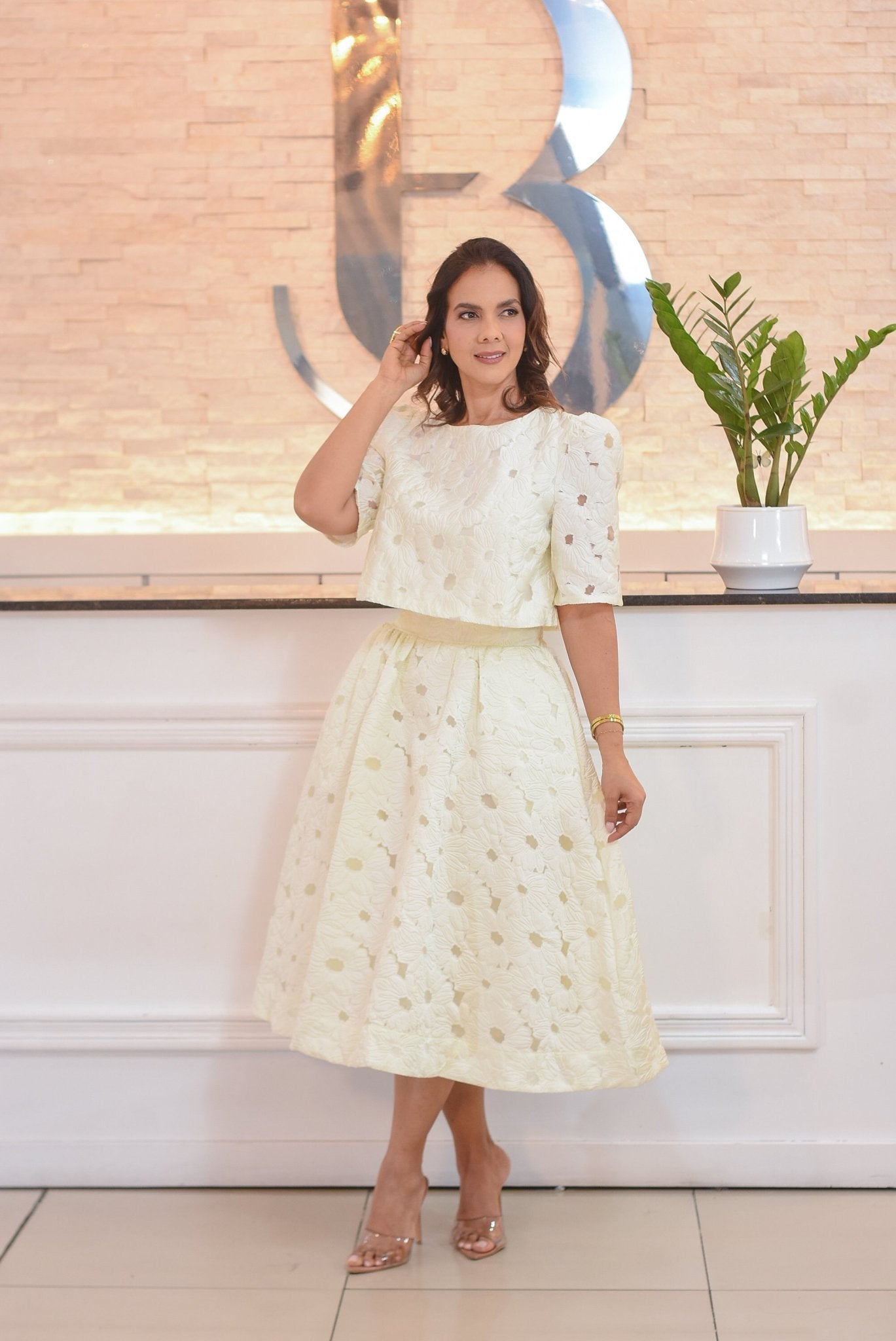 Lovely flower brocade skirt set - Bonitafashionrd Set