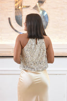 The Golden Holiday Crop Sequin Top - Bonitafashionrd
