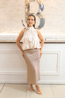 Weekend Chic Striped Silk Skirt