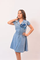 The Pretty Flower Denim Dress - Bonitafashionrd