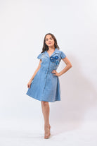 The Pretty Flower Denim Dress - Bonitafashionrd