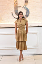 The Golden Holiday Midi Dress Rufle - Bonitafashionrd